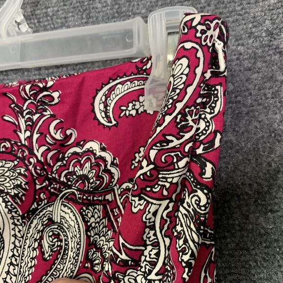 Talbots Paisley Print Ankle Pants Multicolor Size 8 Side Zipper Maroon w/ White - Picture 5 of 10